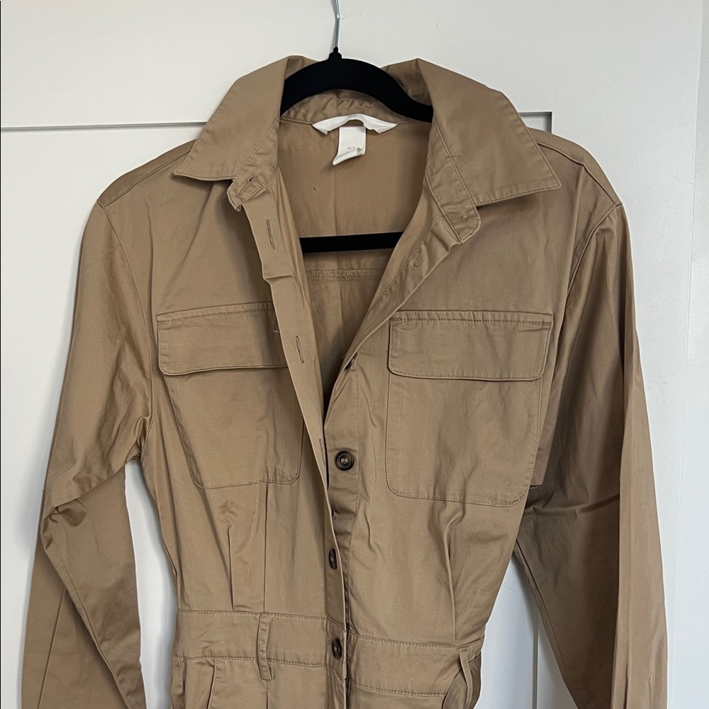 H&M Tan Utility Jumpsuit with Chest Pockets